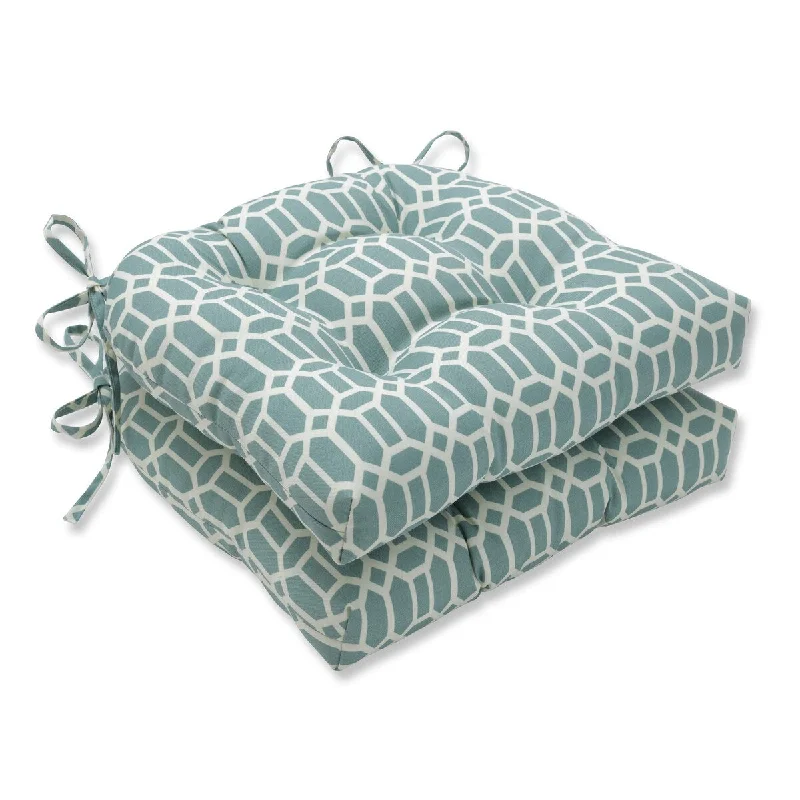 Pillow Perfect Outdoor Rhodes Quartz Deluxe Tufted Chairpad (Set of 2) - 17 X 17.5 X 4 - 17 X 17.5 X 4