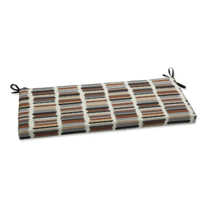 Pillow Perfect Outdoor Solar Stripe Ebony Bench Cushion - 18 X 45 X 3 - 18 X 45 X 3