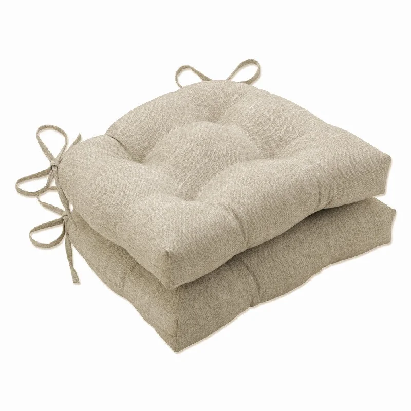 Pillow Perfect Outdoor Tory Bisque Deluxe Tufted Chairpad (Set of 2) - 17 X 17.5 X 4 - 17 X 17.5 X 4