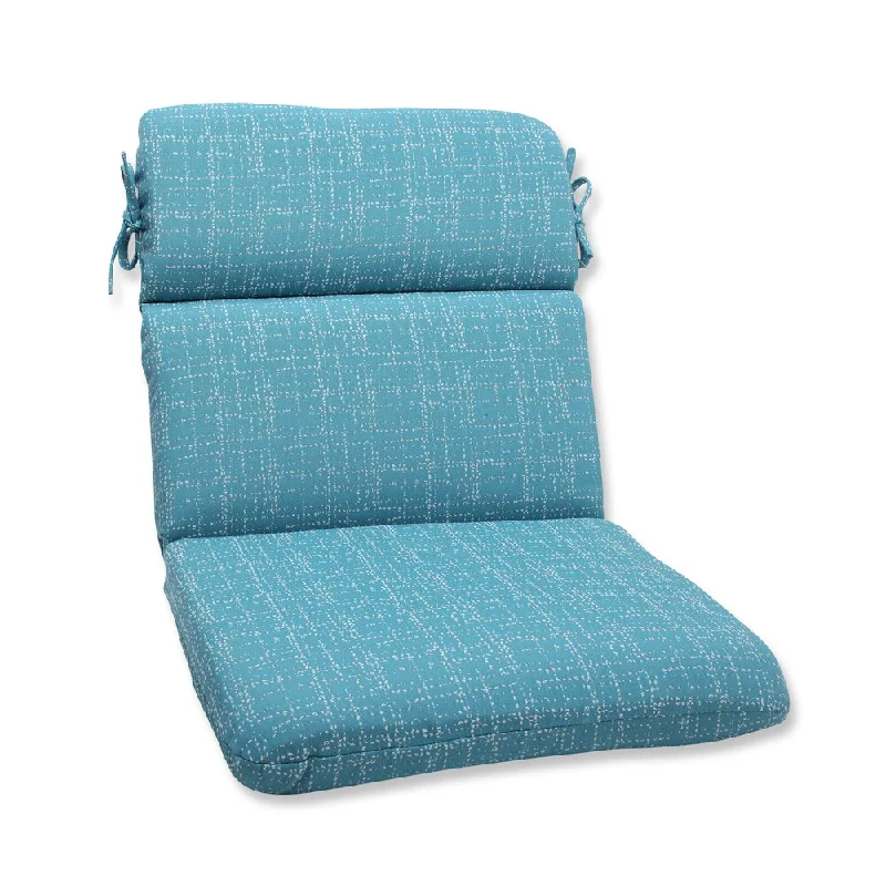 Pillow Perfect Rounded Corners Chair Cushion with Bella-Dura Conran Turquoise Fabric