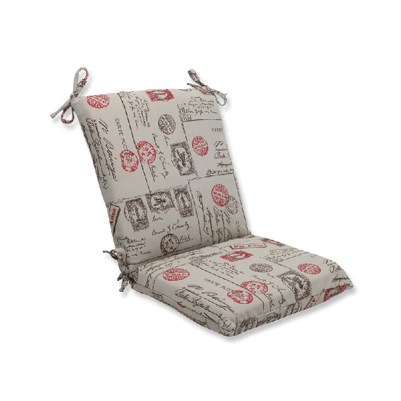 Pillow Perfect Squared Corners Chair Cushion with Bella-Dura Carte Postale Fabric