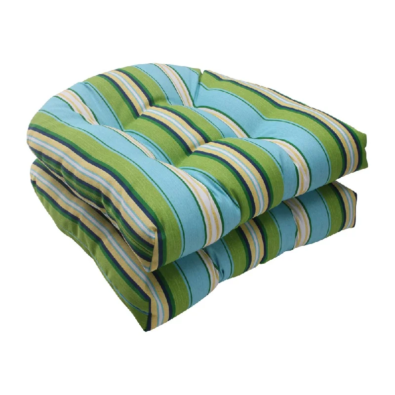 Pillow Perfect Tropez Polyester Blue Outdoor Wicker Seat Cushions (Set of 2)