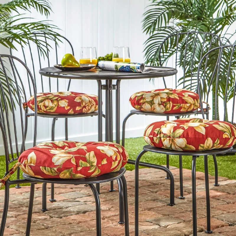 Roma Floral 15-inch Round Outdoor Bistro Chair Cushion (Set of 4)