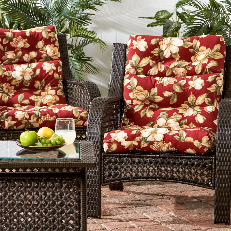 Roma Floral 22-in x 44-in Outdoor High Back Chair Cushion (Set of 2) (Cushions Only)