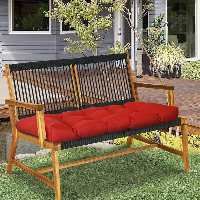 Ruby Red Outdoor Wicker Settee Cushion 44 x 19 in Solid Red - 19" x 44" x 5"