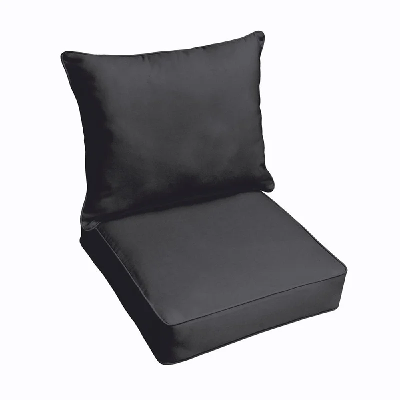 Sloane Black Indoor/ Outdoor Corded Cushion and Pillow Set