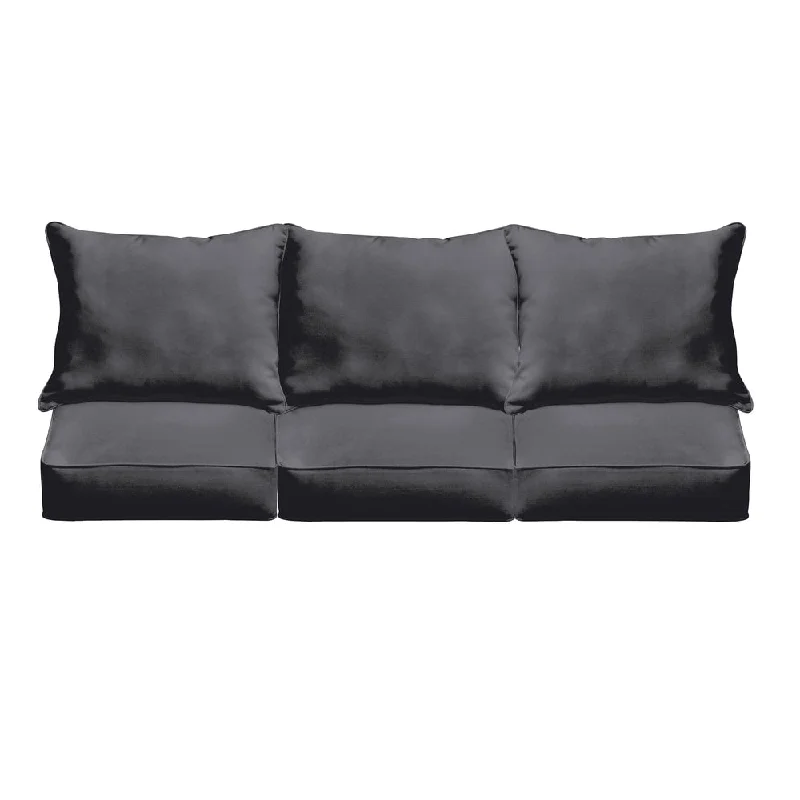 Sloane Black Indoor/ Outdoor Corded Cushion and Pillow Sofa Set