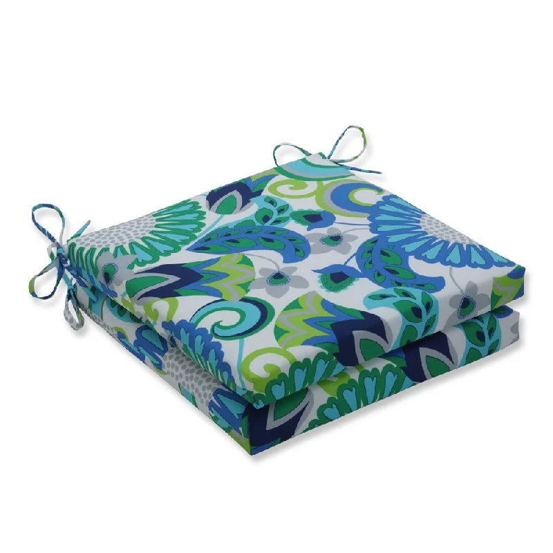 Sophia Turquoise/Green Squared Corners Seat Cushion 20x20x3 (Set of 2)