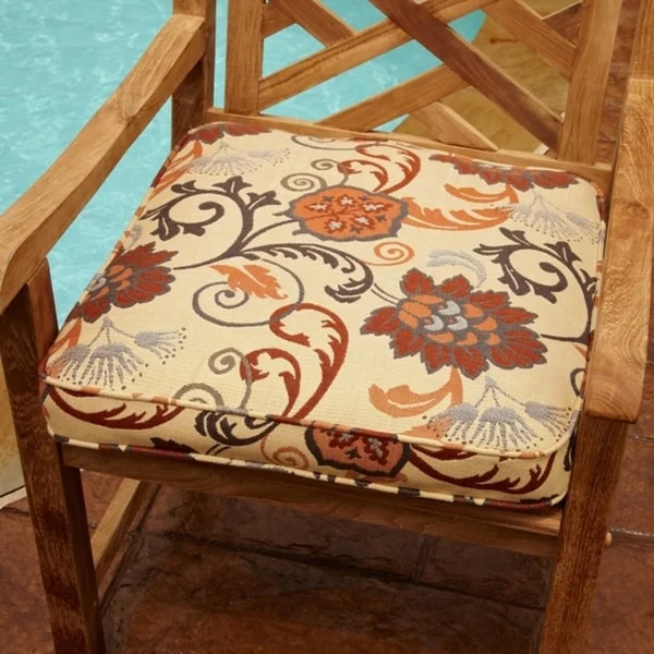 Sorra Home Clara Beige/ Rust Indoor/ outdoor 20-inch Square Outdoor Sunbrella Chair Cushion