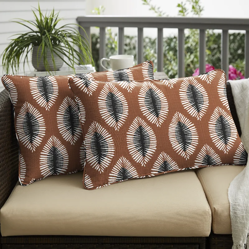 Sorra Home Hayden Sunstone Indoor/Outdoor Corded Lumbar Pillows (Set of 2)