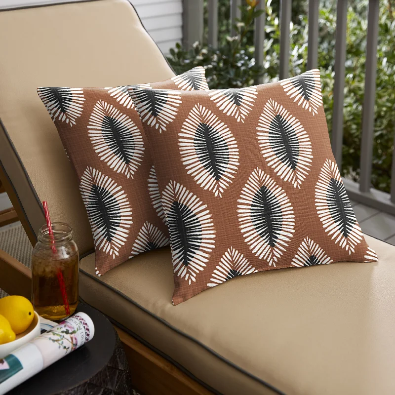 Sorra Home Hayden Sunstone Indoor/Outdoor Knife Edge Square Pillows (Set of 2)