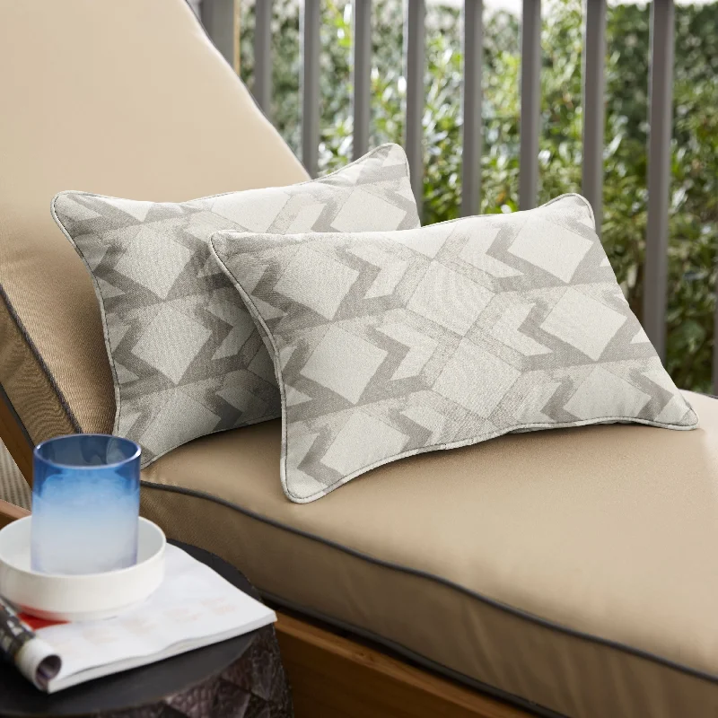 Sorra Home Outdura Saxon Linen Indoor/Outdoor Corded Lumbar Pillows (Set of 2)