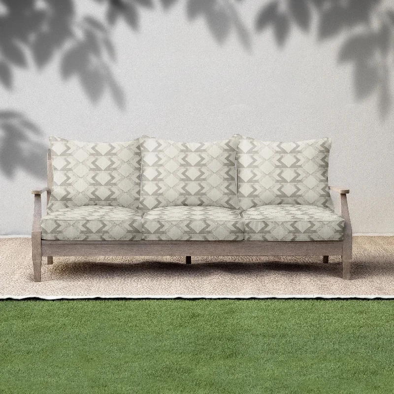 Sorra Home Outdura Saxon Linen Indoor/Outdoor Corded Pillow and Cushion Sofa Set