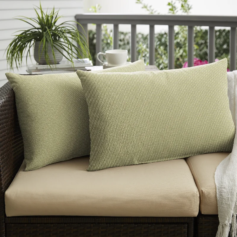 Sorra Home Outdura Sync Basil Indoor/Outdoor Knife Edge Lumbar Pillows (Set of 2)