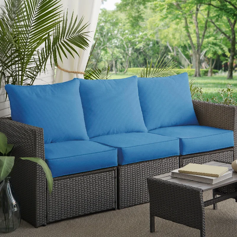 Sorra Home Sloane Light Blue Indoor/ Outdoor Corded Sofa Cushion Set