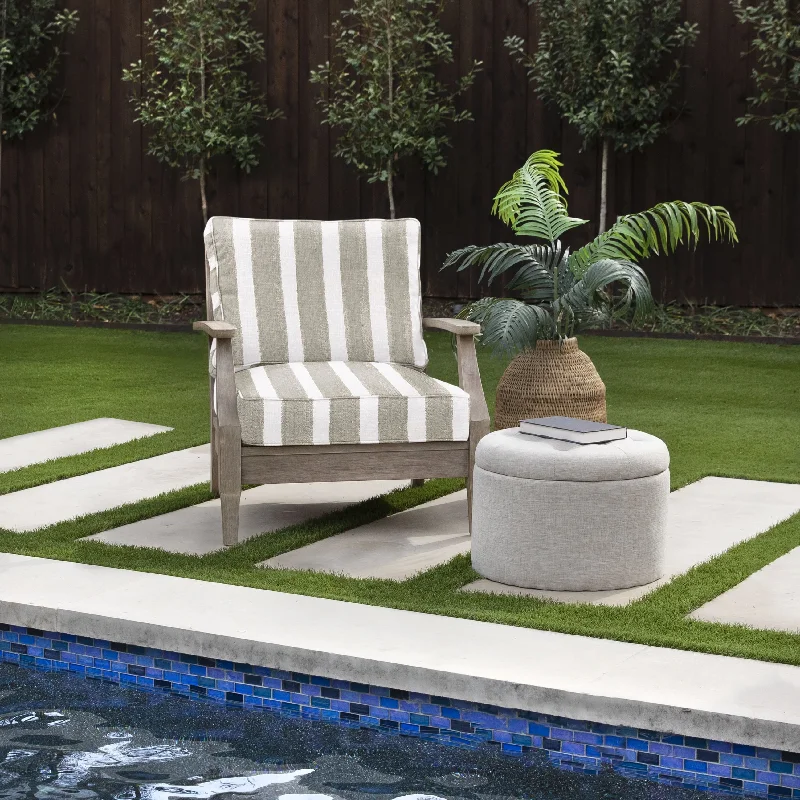 Sorra Home Tan and White Stripe Indoor/Outdoor Corded Deep Seating Cushion Set