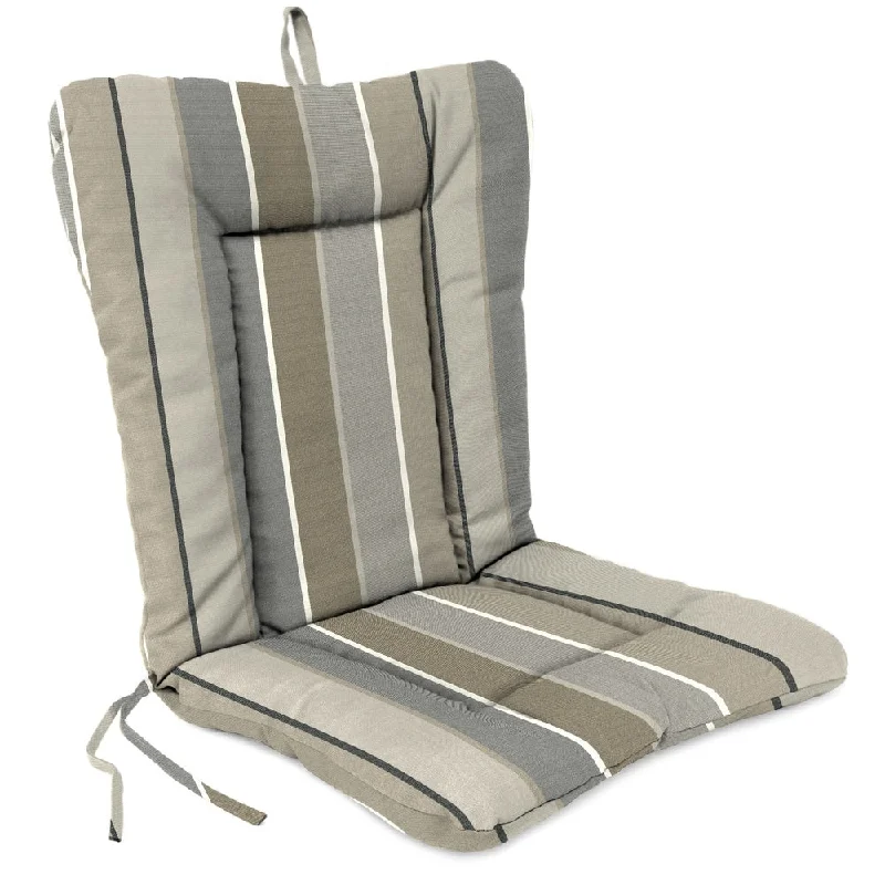 Sunbrella 21" x 38" Gray Stripe Outdoor Chair Cushion with Ties and Loop - 38'' L x 21'' W x 3.5'' H