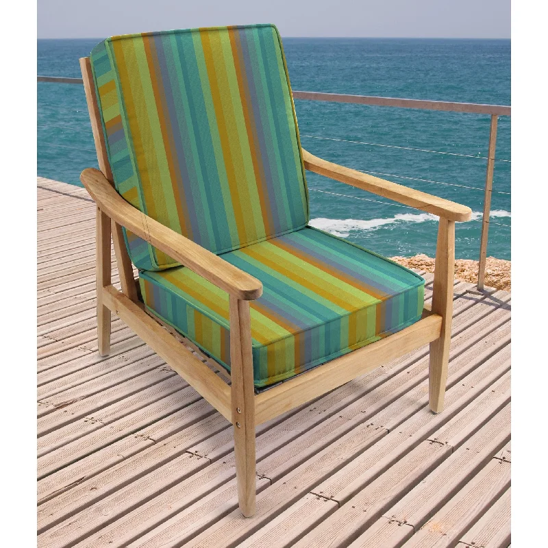 Sunbrella 22" x 45" Multicolor Stripe Outdoor Deep Seat Chair Cushion Set with Ties - 45'' L x 22'' W x 4'' H