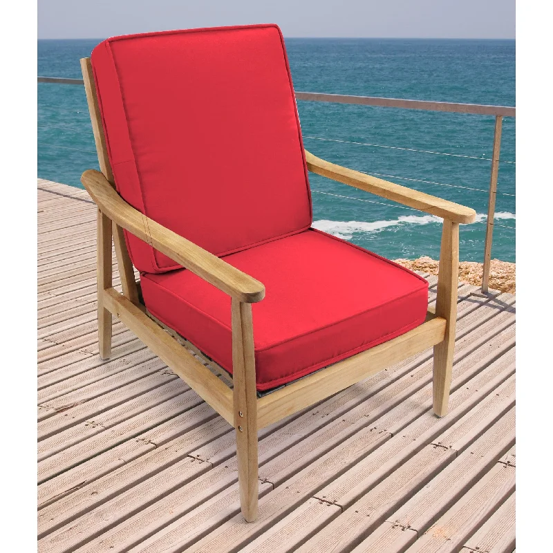 Sunbrella 22" x 45" Red Solid Outdoor Deep Seat Chair Cushion Set with Ties - 45'' L x 22'' W x 4'' H