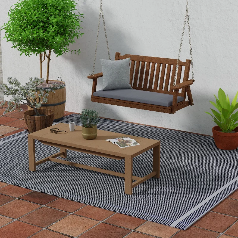 Sunbrella 48" x 18" Charcoal Solid Outdoor Bench Cushion with Ties - 18'' L x 48'' W x 3.5'' H