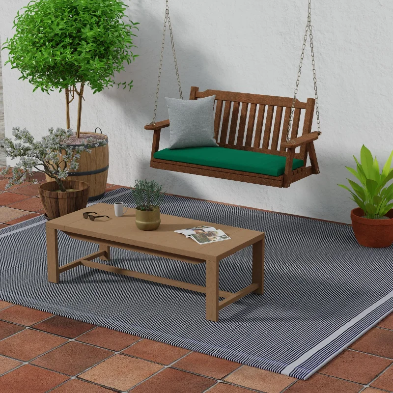 Sunbrella 48" x 18" Forest Green Solid Outdoor Bench Cushion with Ties - 18'' L x 48'' W x 3.5'' H