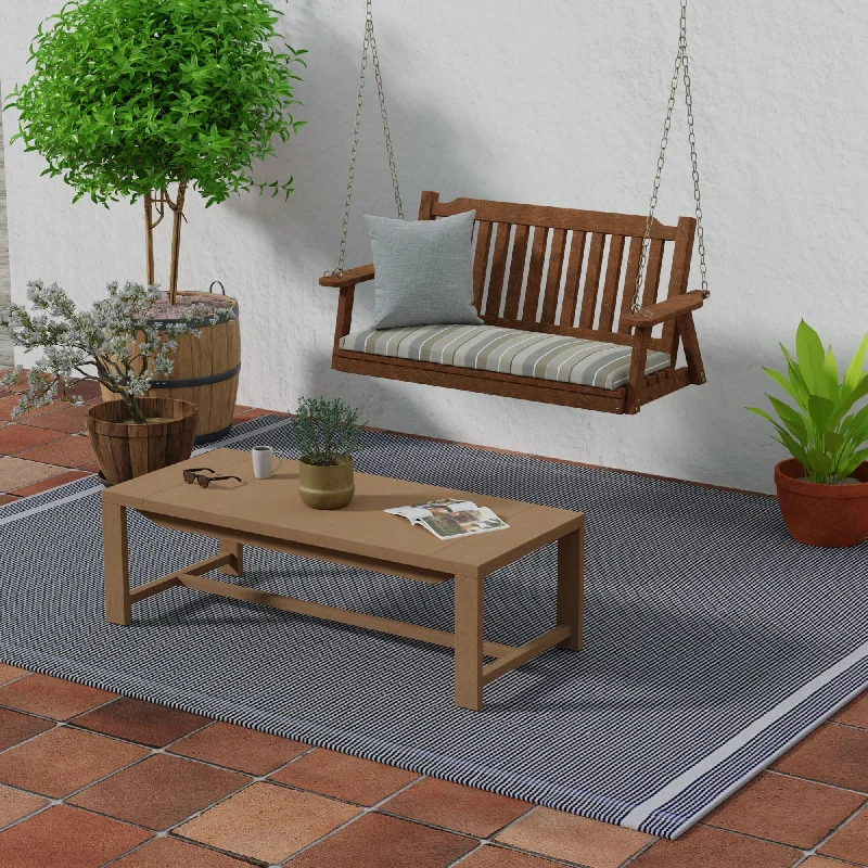 Sunbrella 48" x 18" Gray Stripe Outdoor Bench Cushion with Ties - 18'' L x 48'' W x 3.5'' H