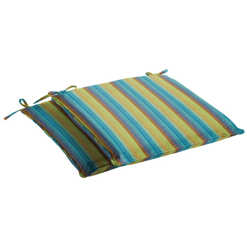 Sunbrella Blue Stripe Indoor/Outdoor Chair Pad Set, Corded