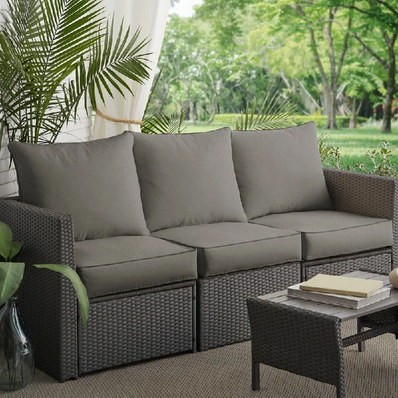 Sunbrella Canvas Charcoal Grey Indoor/Outdoor Deep Seating Cushion Set - 23 in W x 25 in D