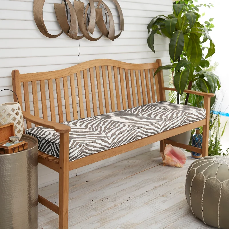 Sunbrella Grey Zebra Indoor/Outdoor Bench Cushion, Corded