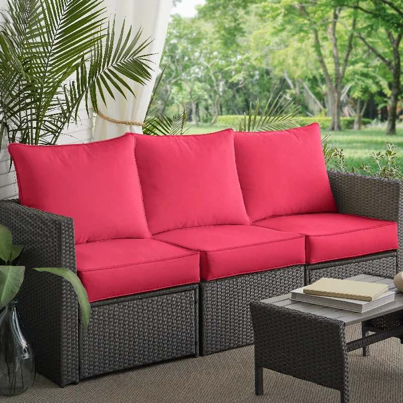 Sunbrella Hot Pink Indoor/Outdoor Sofa Pillow/Cushion Set, Corded - 23" x 25" x 5"