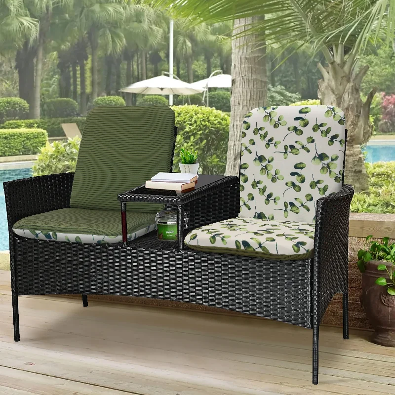 Tropical Outdoor Printed Printed High Back Cushion 22 x 44 in Green - 22" x 44" x 2.75"