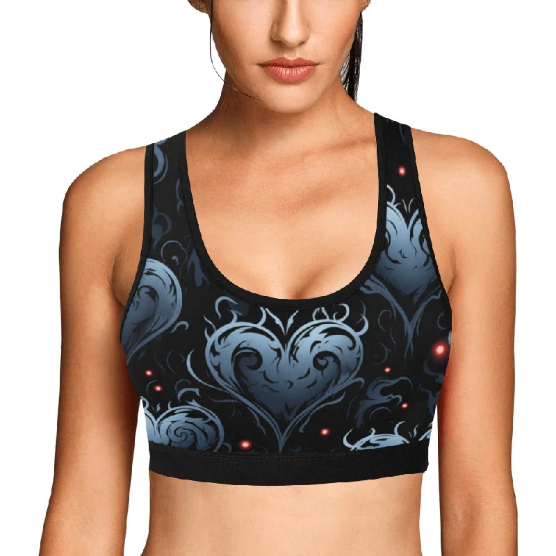 Blue Hearts Sports Bra