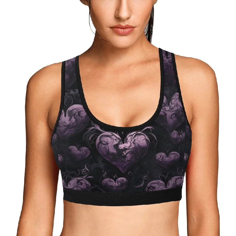 Purple Hearts Sports Bra