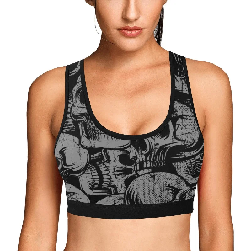 Silver Skulls Sports Bra