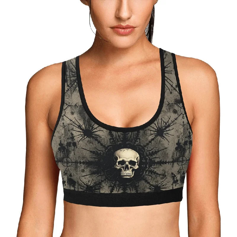 Skull And Goth Design Sports Bra