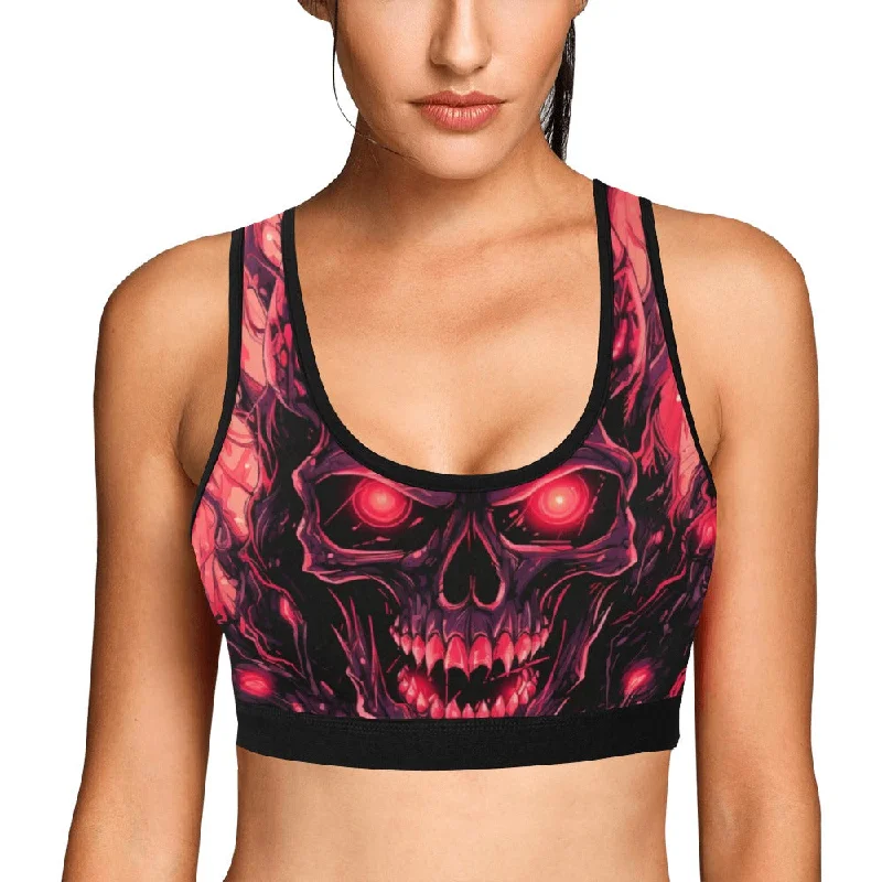 Smiling Skull Of Power Sports Bra