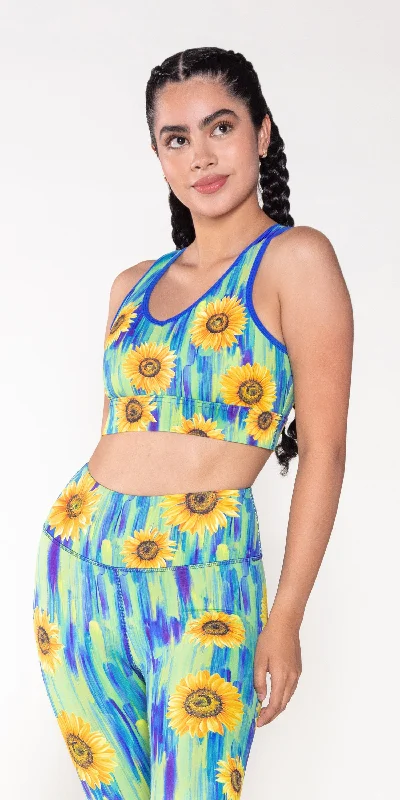 Sunflower Daze - Free Form Sports Bra